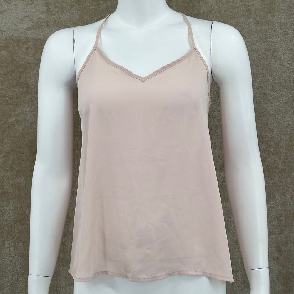 Abercrombie &‎ Fitch Top Womens XS Blush Pink Sheer Strappy Back Tank Feminine